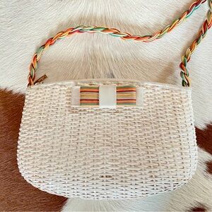 Vtg 80’s Rodo Crossbody Bag with Multi-color Leather breaded Shoulder Strap